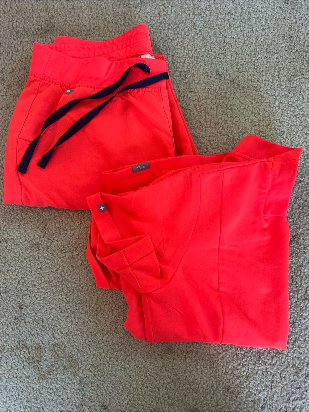 FIGS FIREY CORAL SCRUB SET- Top Medium Bottom XL